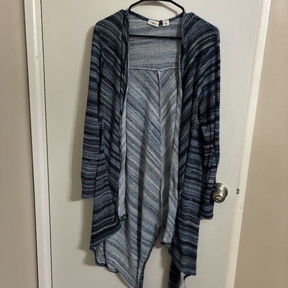 Cato Womens Blue Flowy Cardigan Size L